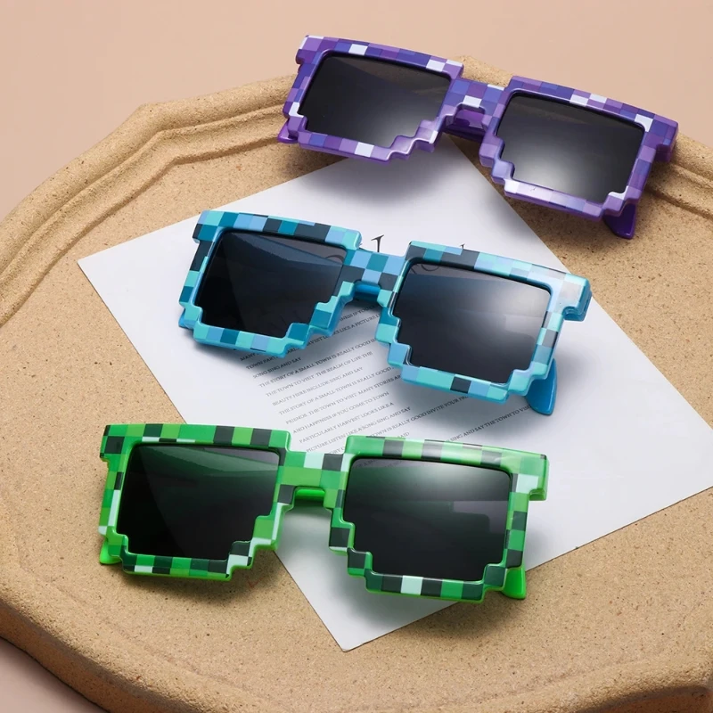 2024 New Fashion Sun Glasses Hot Sale Sunglasses Creeper Glasses Novelty Mosaic Funny Goggles Boys Girls Pixel Eyewear