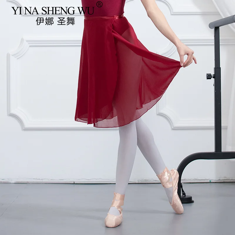 Women Ballet Skirt Dance Wrap Skirt Long Chiffon Dance Skirt Ballet Tutu Dress Skate Skirt Adjustable Buckles Ballerina Skirt