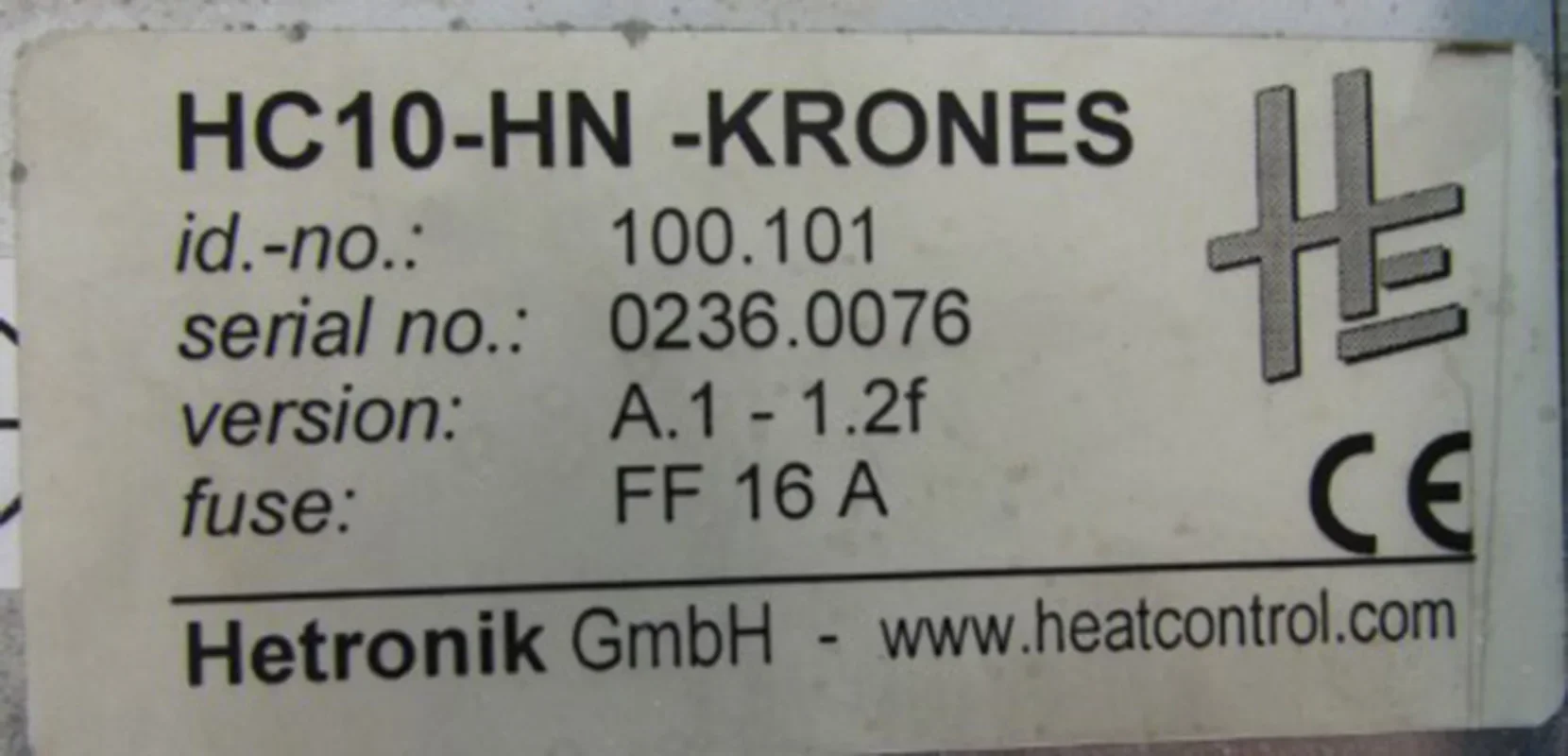 

HC10-HN-KRONES 100.101 use In Good Condition