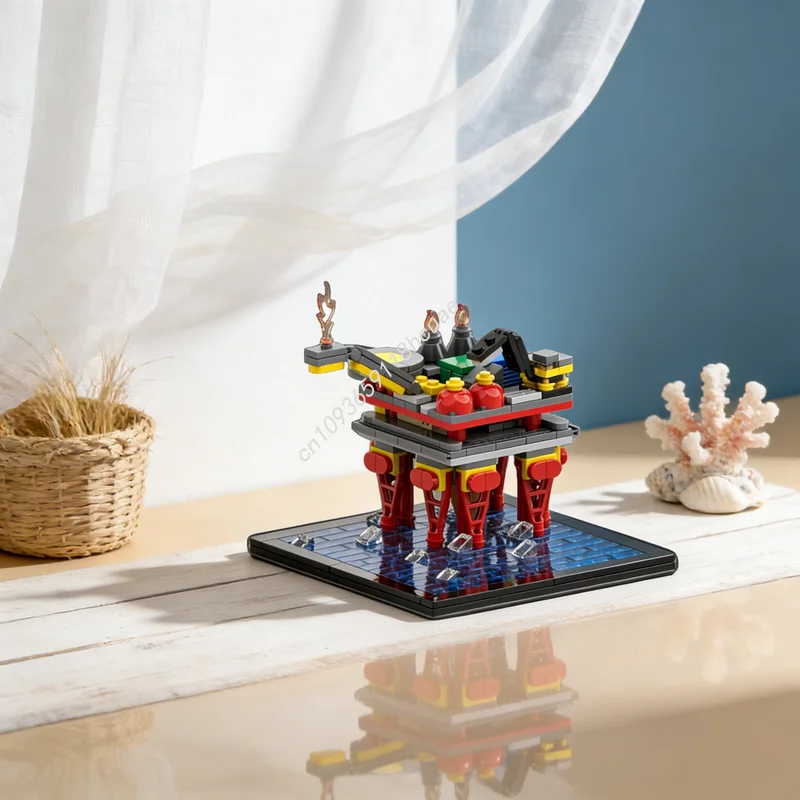 319-teiliges MOC Mikro-Ölbohranlage Stadtmodell Bausteine Architektur Zusammenbau Weihnachtsgeschenke Spielzeug DIY Idee Kreative Bildungsbausteine