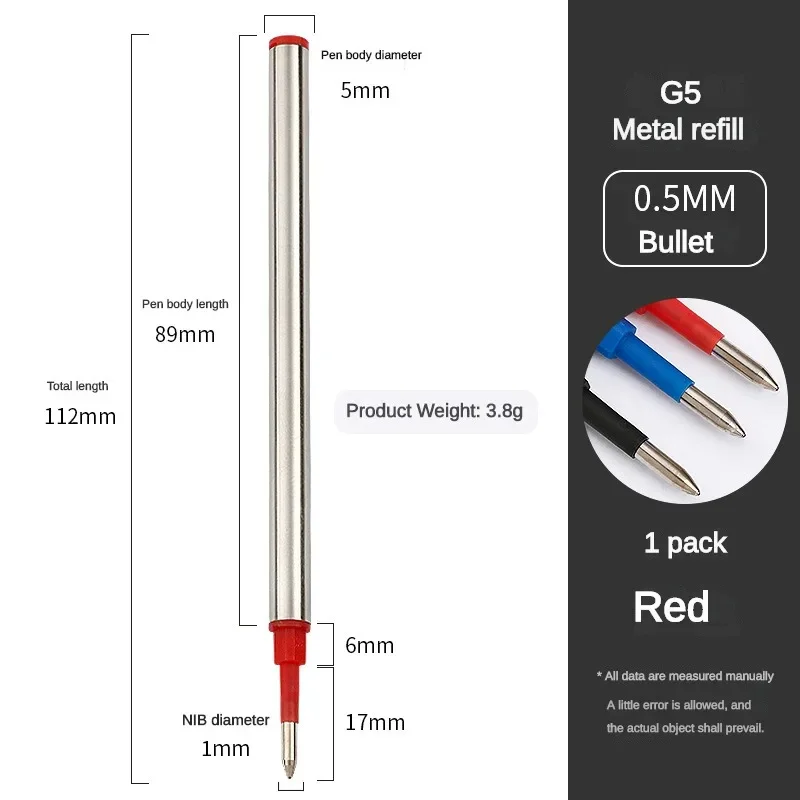 3/5/10/20 PCS 11.4cm Metal Pen Refills Blue Black Red Ballpoint Pen Rod Signing Pen Lead 0.7mm Office School Supplies Stationery