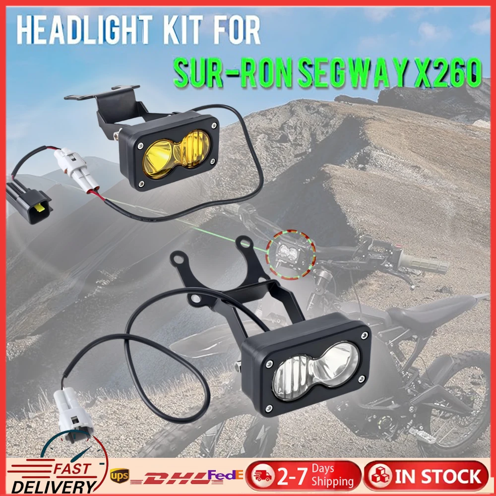 3 Inch Motorcycle Headlight Kit for Sur-Ron Segway X260 For Talaria Clear White 6000-6500K Flood Light Pods Combo Kit Front Lamp