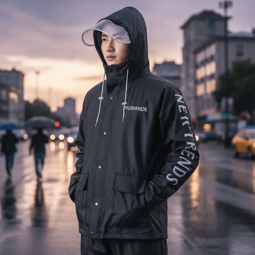 

Waterproof Split Raincoat Heavy Rain Protection PVC Motorcycle Raincoat Set Portable Thickened Rain Jackets Unisex