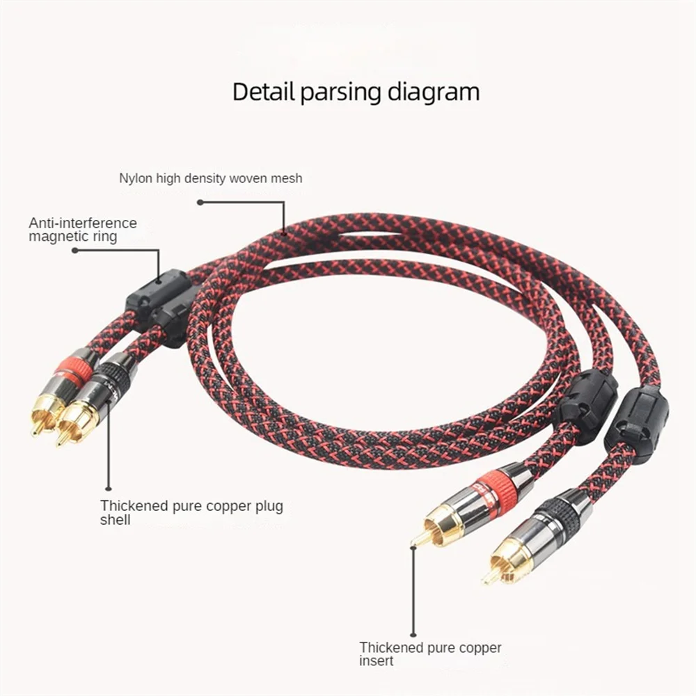 Hi-Fi Fine RCA Cable High Quality 4N OFC HIFI 2RCA-2RCA Male to Male Audio Cablemain core independent shielding One pair