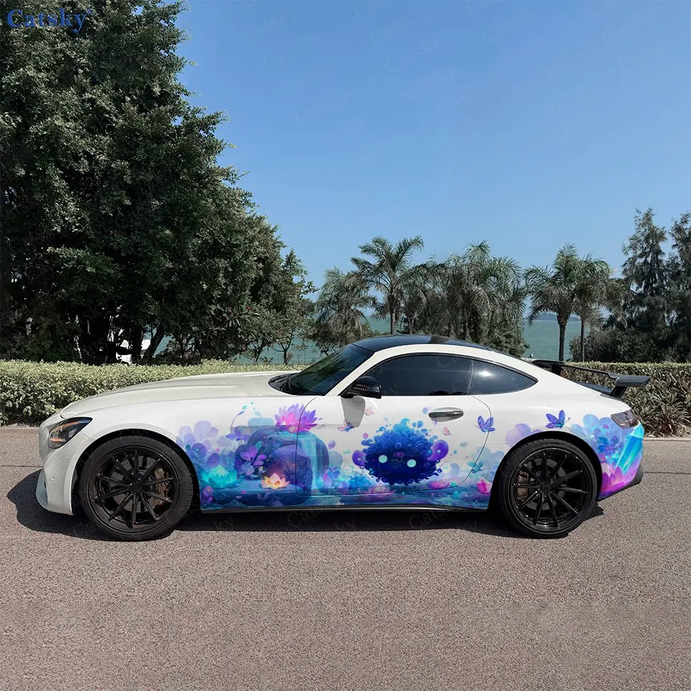 2pcs Crystal Realm Spirit Pet , Durable, Fade-resistant, Enhance Vehicle Aesthetics With Bold Artistic Design Car Vinyl Wraps