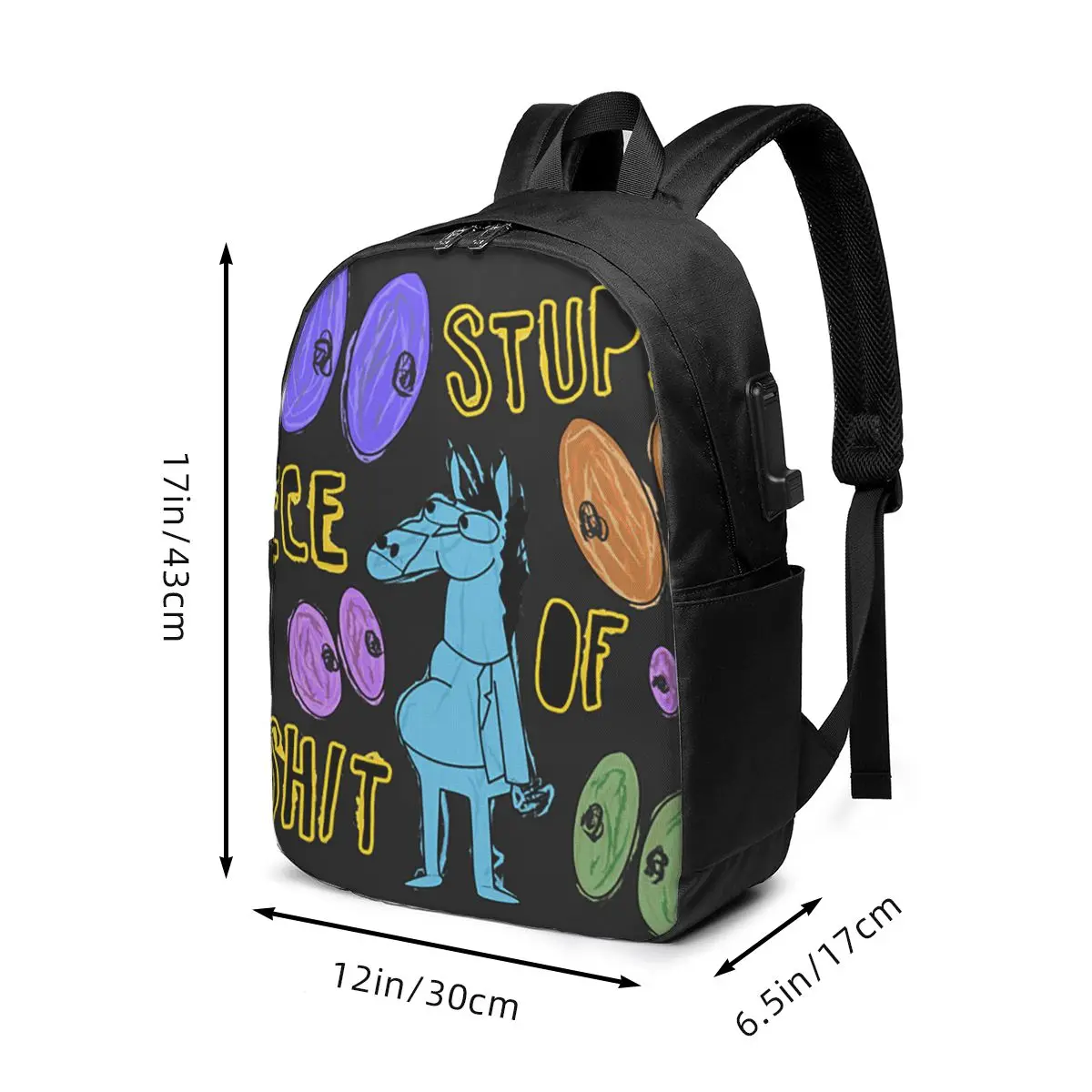 Cartoon Bojack Horseman Stupid Piece Of Shit Backpack Travel Notebook Bag Computer College Student School Bag Laptop view 6