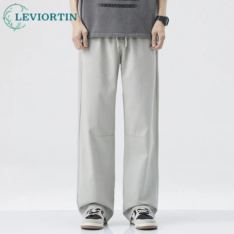 

Мужские летние новые легкие свободные и универсальные прямые брюки в американском стиле, повседневные тонкие стильные широкие длинные брюки десантника