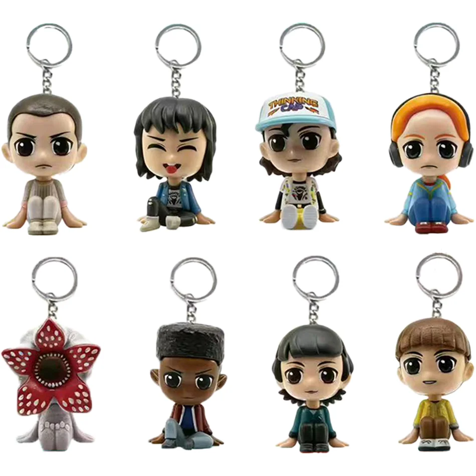 2025 Hot Pocket Keychain Eleven Barb Robin Steve Dustin Vinyl Figure Key Ring Model Toys Box