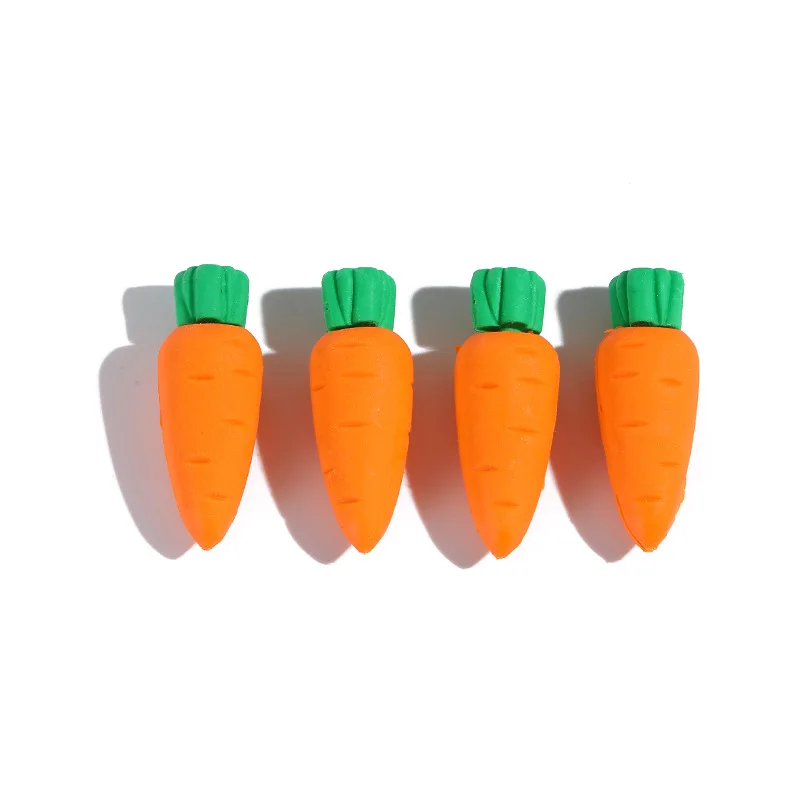 Borrachas De Borracha De Cenoura Dos Desenhos Animados, 3D Borrachas Vegetais, Borrachas De Lápis Criativas, Papelaria Escolar, Ferramentas de Educação Infantil, Bonito, 10pcs por lote