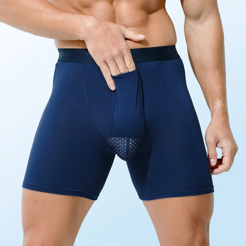 

5PCS Men's boxer shorts with bullet-style separation design, preventing leg chafing. These breathable underpants are equipped wi