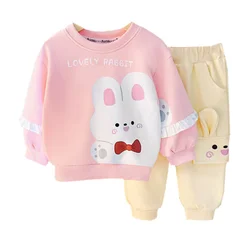 New Spring Autumn Baby Clothes Suit Children Girls Fashion Cartoon T-Shirt Pants 2Pcs/Set Toddler Sports Costume Kids Tracksuits