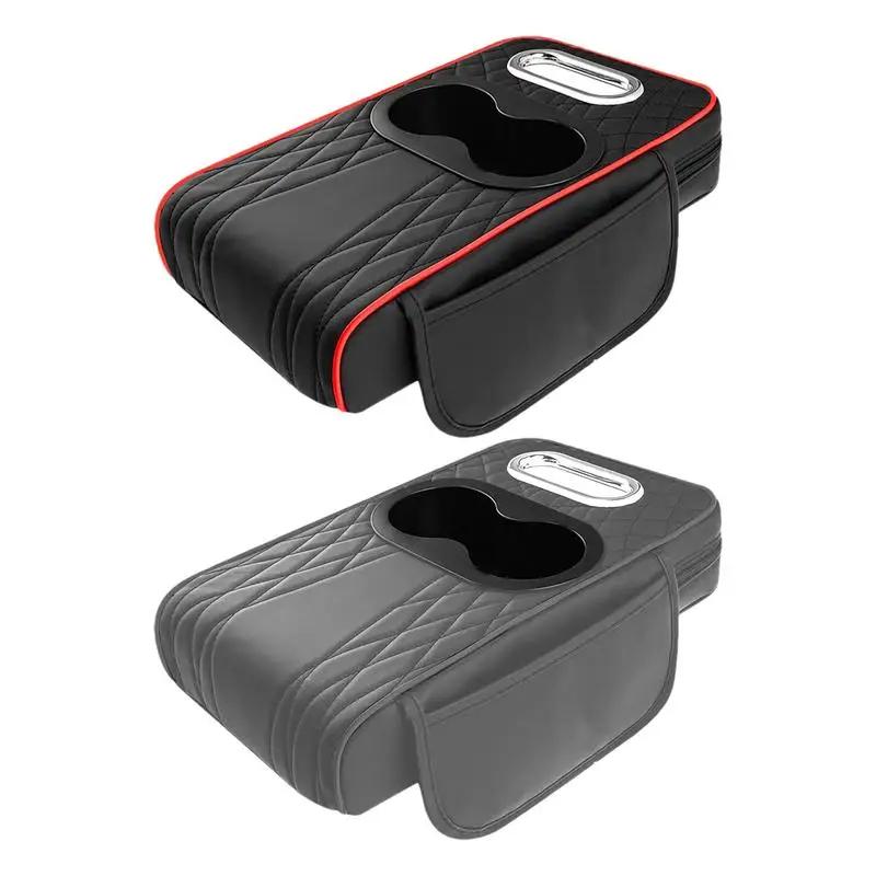 

Car Armrest Cushion Ergonomic Middle Consoles Booster Cover For Automotive Car Armrest Booster Pad With Cup Holder Tissue Box
