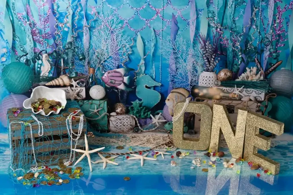 Photography Under Sea Mermaid Castle Backdrop Ocean Bubble Birthday Party Photo Studio Booth Background Newborn Banner Decor