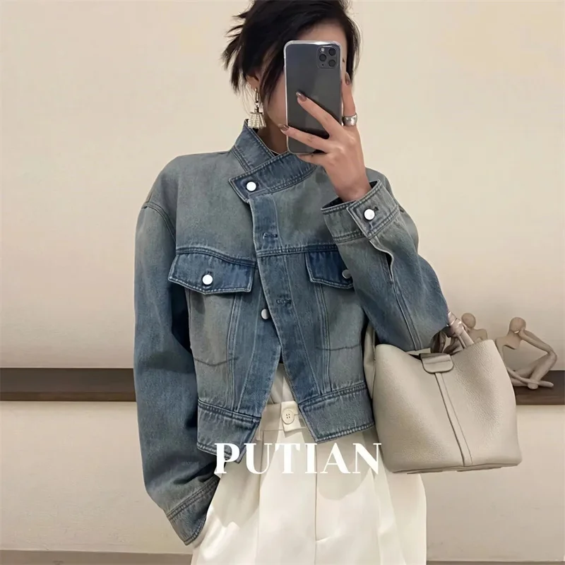 Spring Autumn New Denim Jacket for Women With Niche Design Retro Jacket Explosive Street Effect Slimming Effect short top Trend