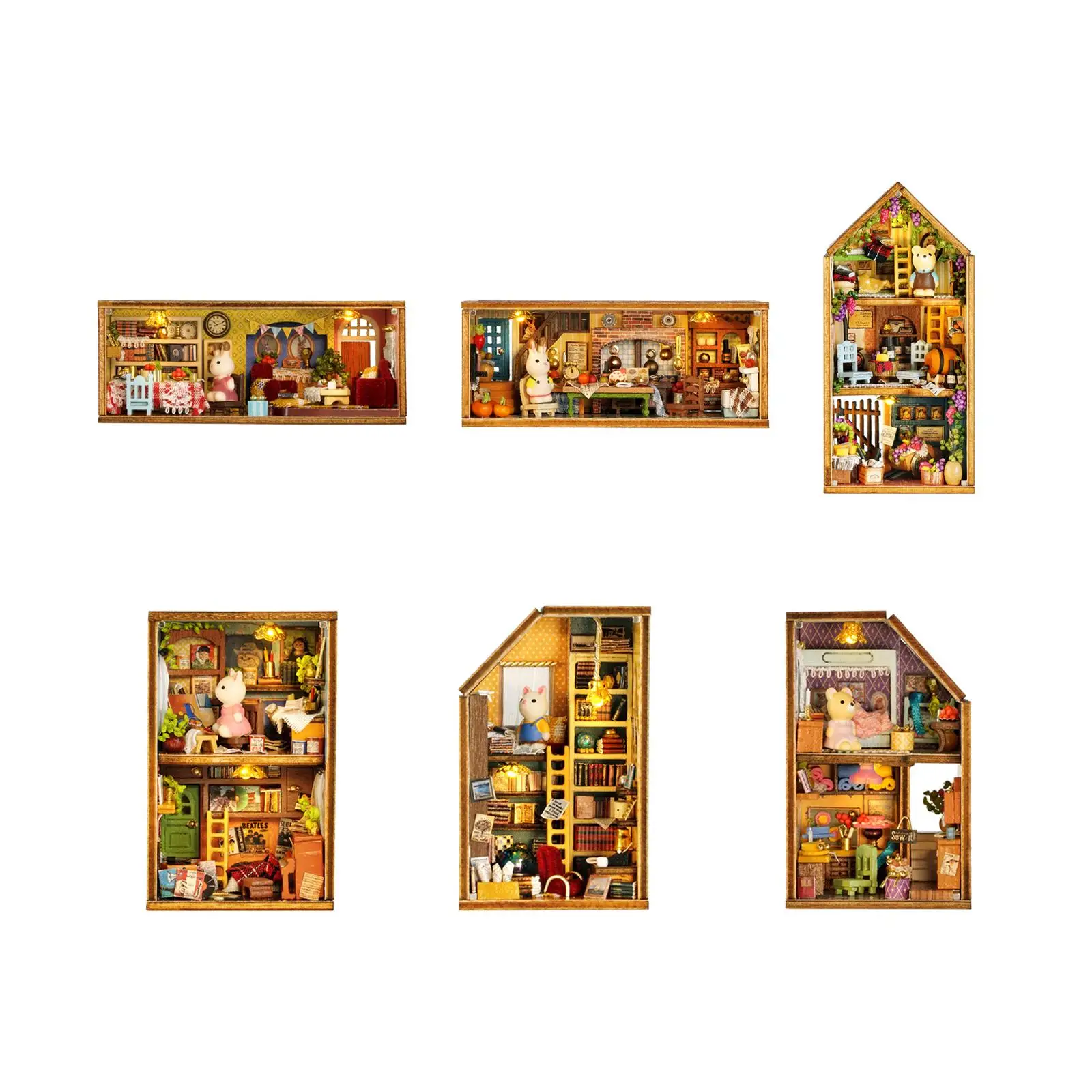 Wooden Doll House Miniature Building Kit with Furniture Toys for Craft Lovers Creative Room Decor Kids Teens Adults Gift