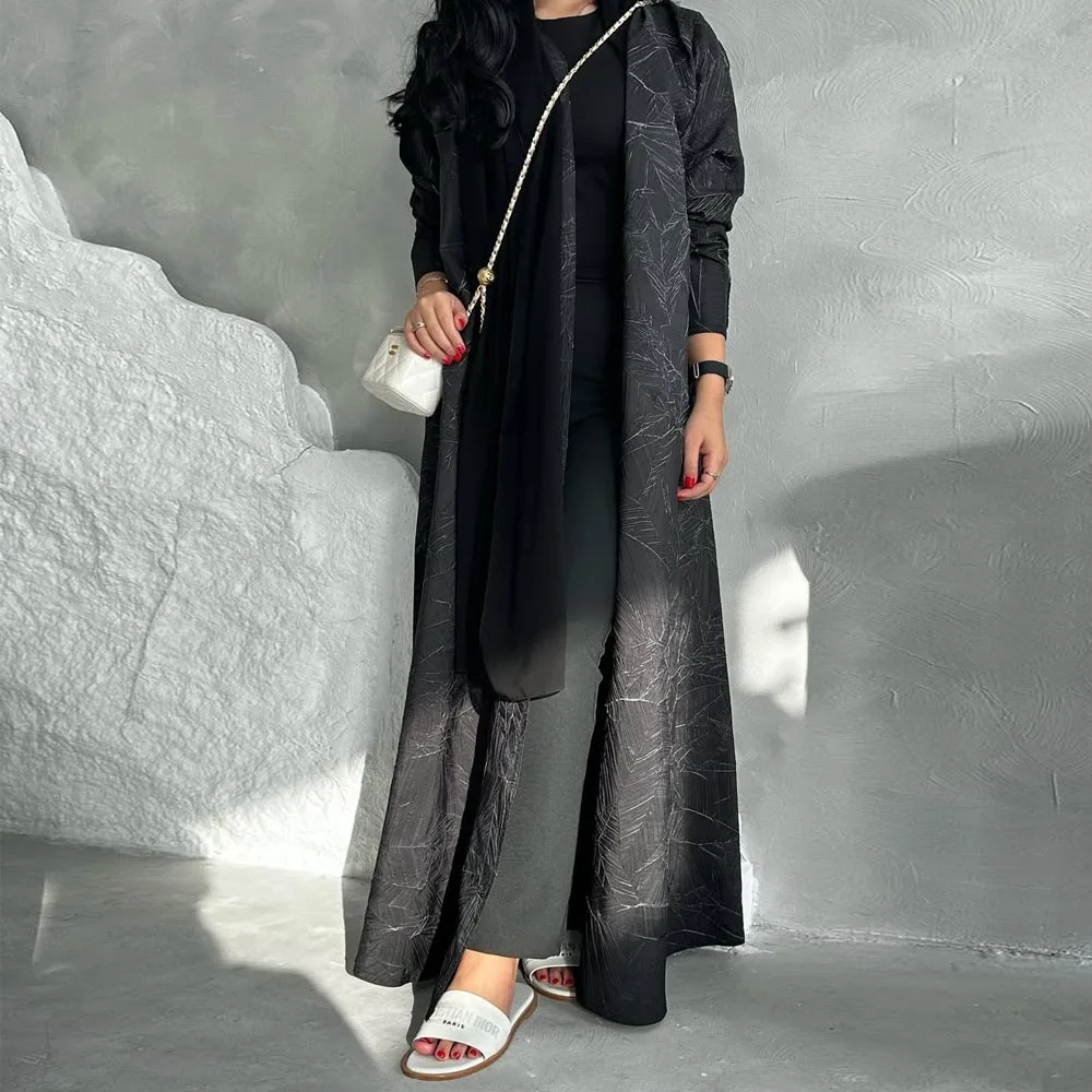 Elegante jacquard Dubai Abaya da donna, Kimono Abaya a maniche lunghe Capispalla musulmano, Abito da golf modesto Abiti islamici Abito Hijabi
