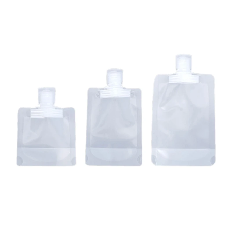 Self supporting Nozzle Bag for Travel Transparent Pouches in 30ml 50ml and 100ml Sizes