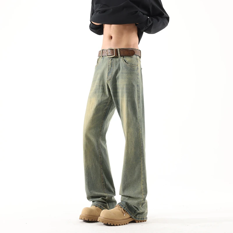 

New Fashion Pants Trendy Denim Wear Resistant Denim Pants Washed Male Jeans Straight Casual Menwear Loose Wide Leg Trousers