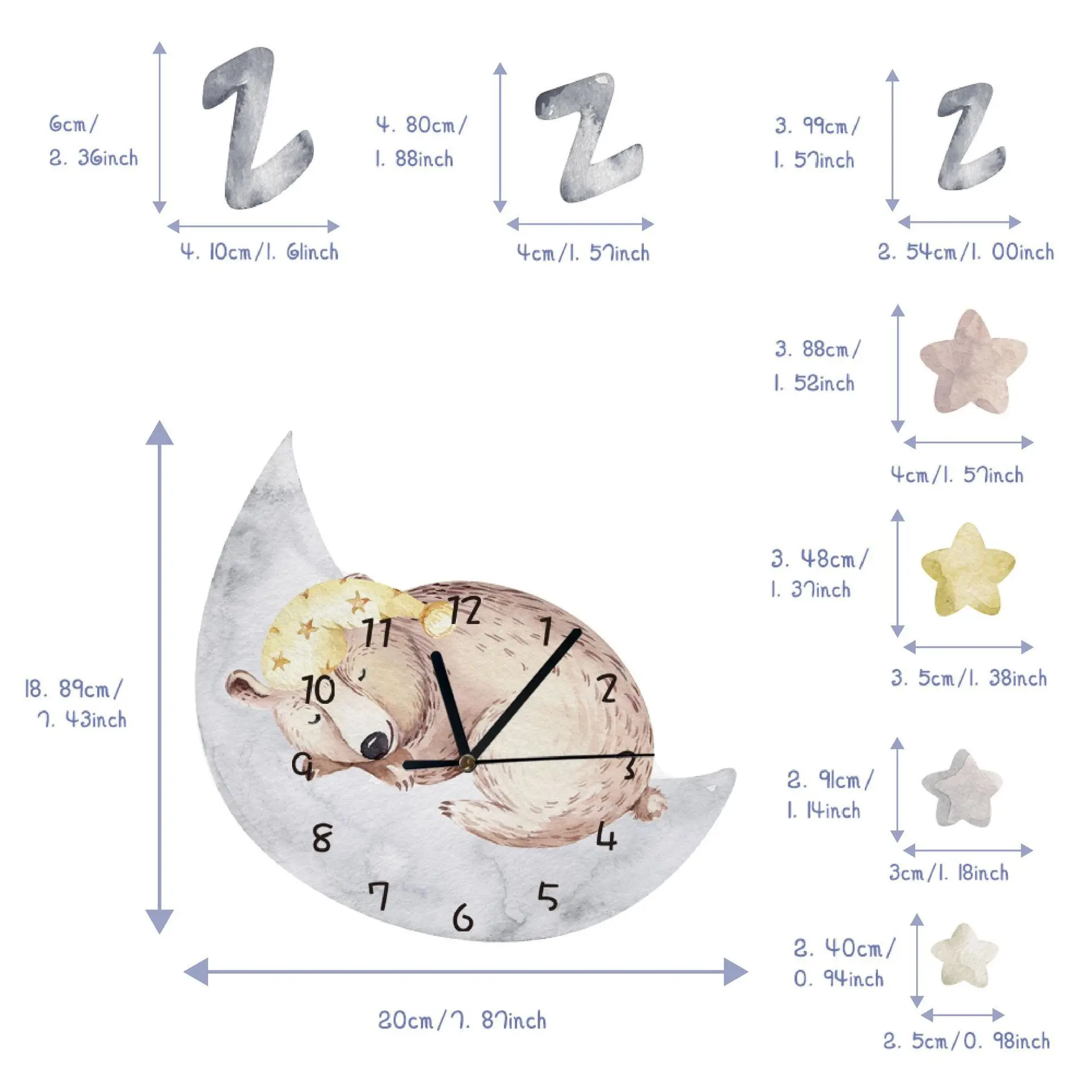 Fairy Tale Forest Watercolor Wind Children Wall Clock Manufacturers Wholesale Cartoon Dream Bear Wall Hanging Clock SWC026