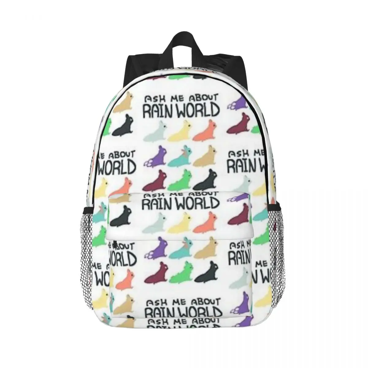 Ask Me About Rain World mochilas para niños y niñas, mochila escolar informal para niños, mochila para computadora portátil, bolsa de hombro de gran capacidad