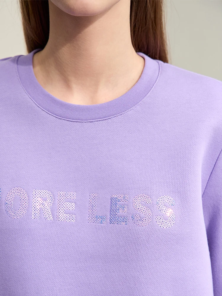 AMII Minimalist 2024 Hoodies for Women Winter New Loose Base Leisure Cotton Clothes Fleece Letter Beads Embroidery Tops 12364004