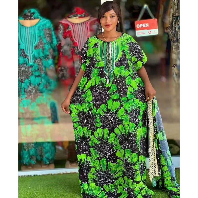 

Abayas For Women 2026 Printed Cotton Soft Loose Fit Femme Robe African Islam Nigeria Dresses With 160x80 Tassels Shawl Sacrf
