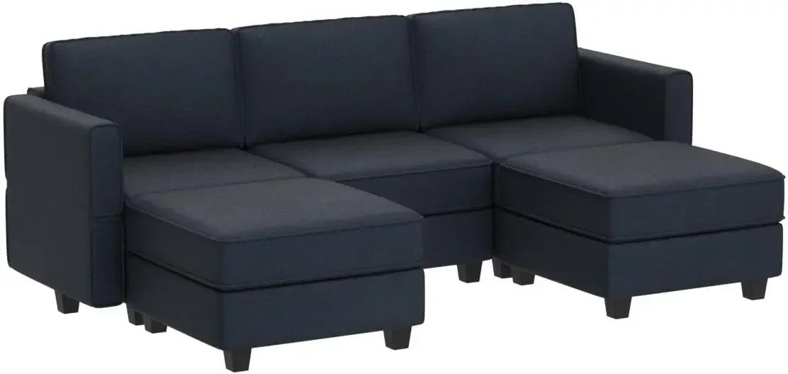 Modular Sectional Sofa with Double Chaise Velvet U Shaped Sofa Reversible Sectional Couch with Storage Blue