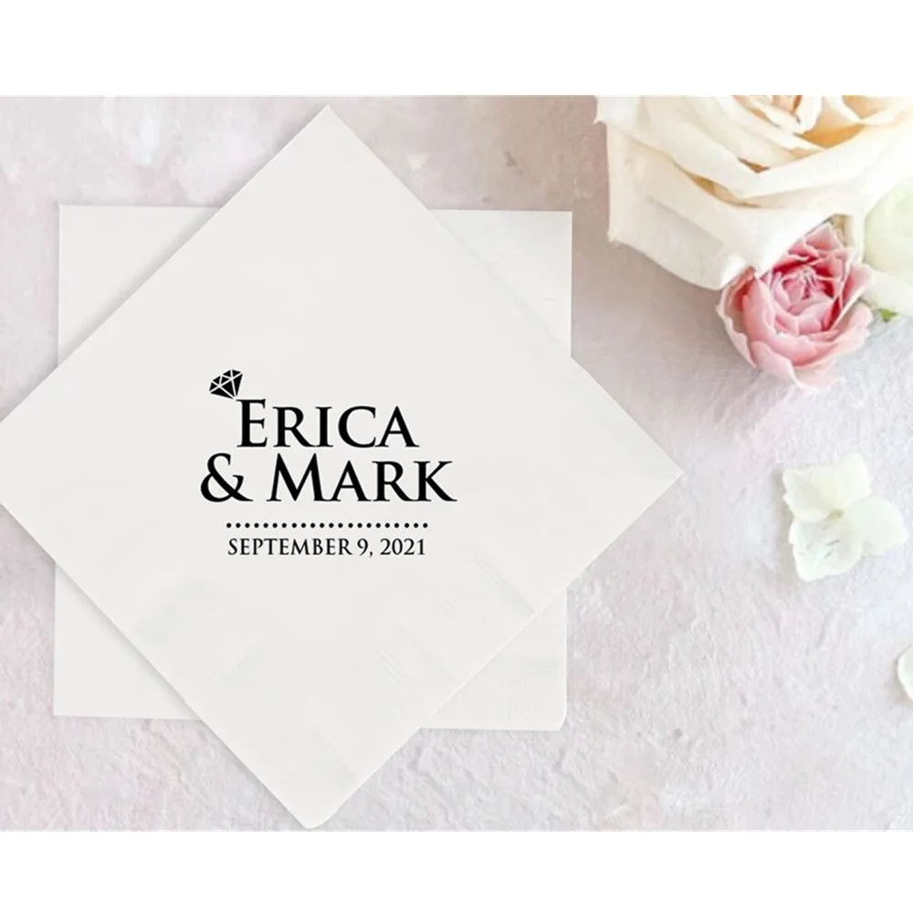 

50PCS Wedding Napkins, Custom Wedding Napkins, 2ply Wedding Napkins, Wedding Beverage Napkins, Personalized Cocktail Wedding Nap
