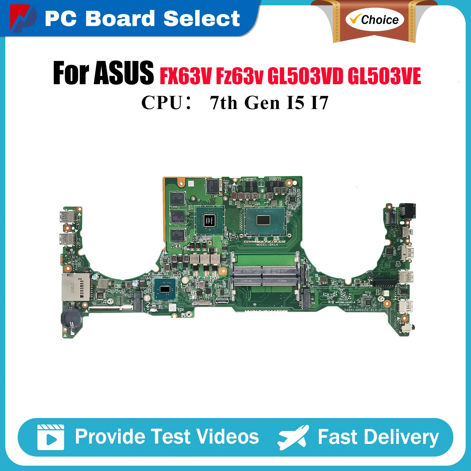 

GL503VD Материнская плата для ноутбука ASUS ROG Strix GL503VE GL503VD Fz63v GL503V FX63V Материнская плата для ноутбука с процессором I5 I7 100% тестирование ОК