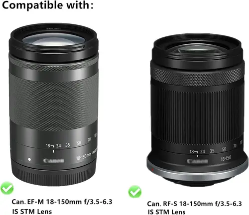 Imagen 2 del producto Parasol de lente Reversible JJC EW-60F para Canon RF-S 18-150mm F3.5-6.3 es lente STM en EOS R7 R10 para Canon EF-M 18-150mm F3.5-6.3 M50