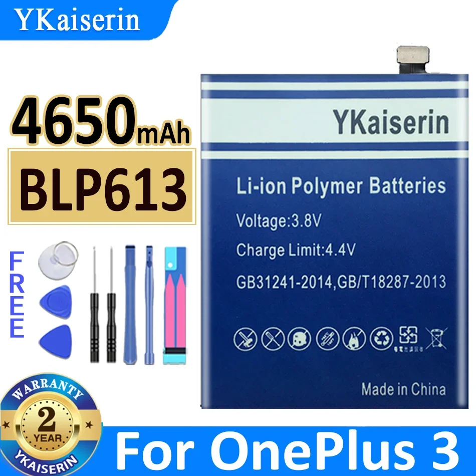 YKaiserin High Capacity BLP637 Phone Battery for Oneplus 5 5T One Plus 1+  1 A0001  2 3 Three 3T 5 5T 6 Batteria + Free Tools