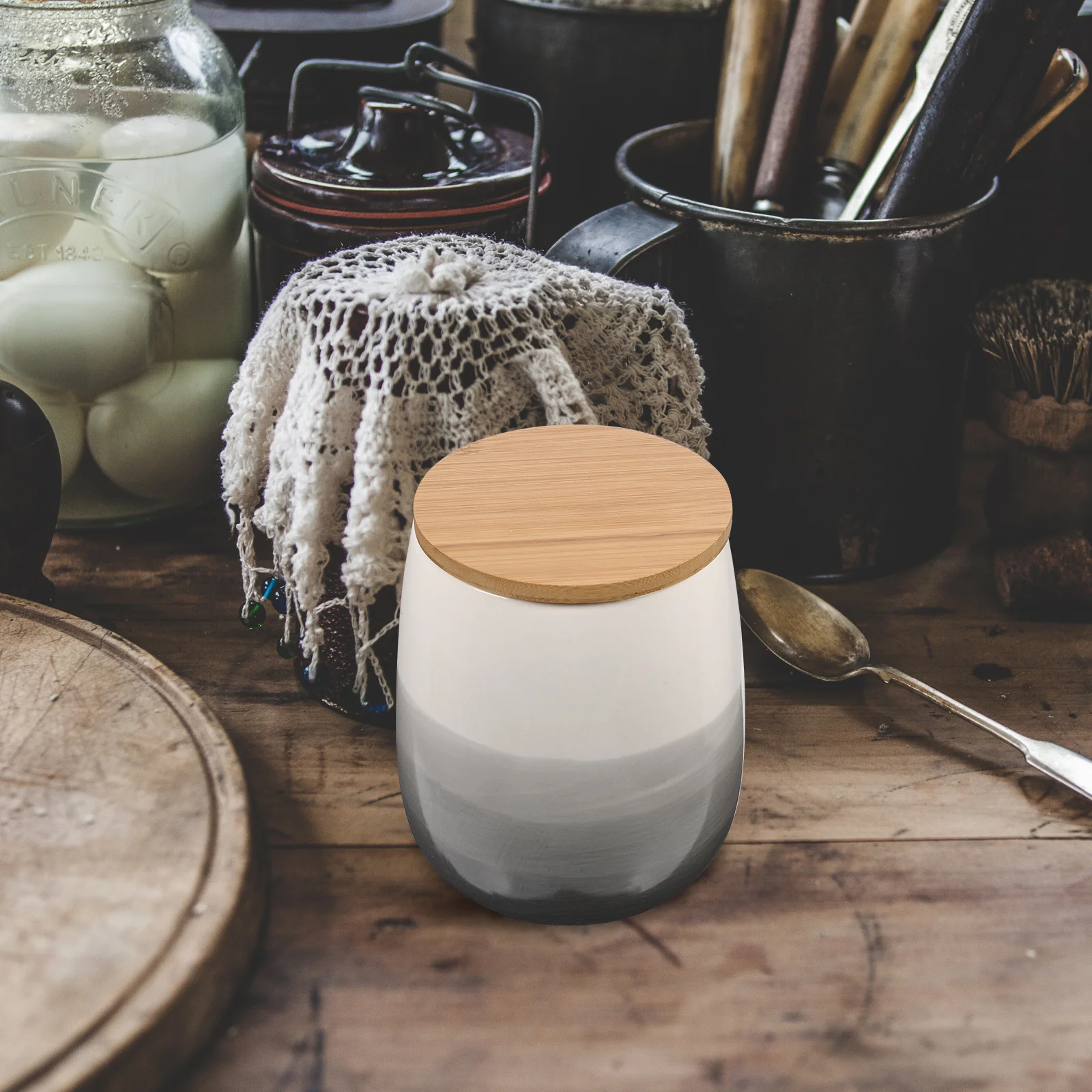 

Ceramic Tea Storage Jar Candy Container Airtight Simple Design 1200ml Tea Holder Organizer Kitchen Home Supplies