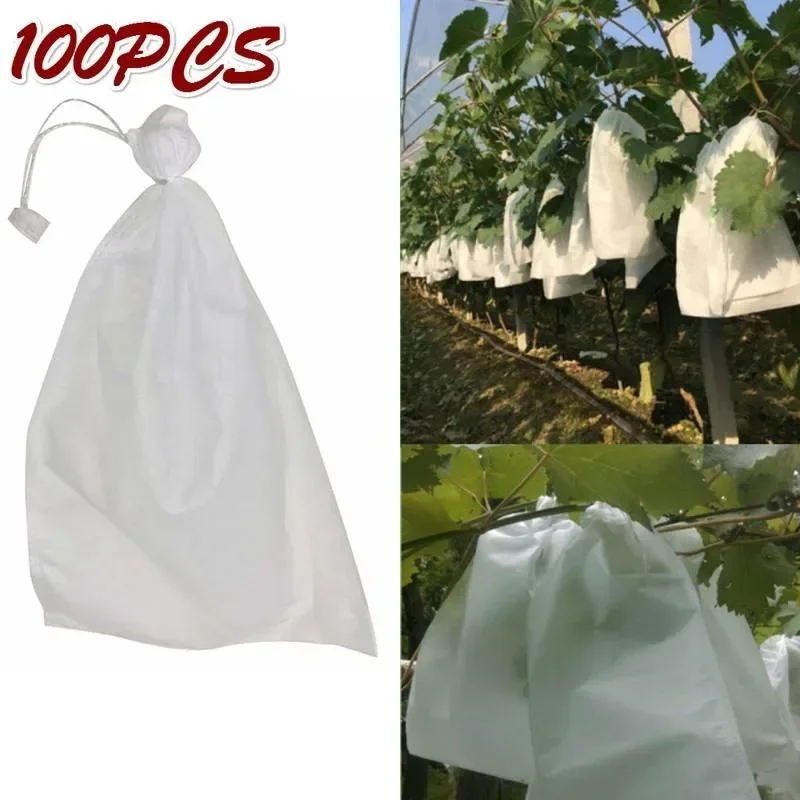 100Pcs Plant Covers Grape Protection Bags for Fruit Vegetable Grapes Mesh Bag Against Insect Pouch Waterproof Pest Control -Bird