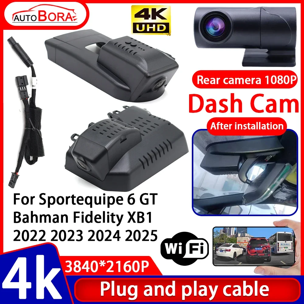 ZhuCamX Video Recorder 4K UHD Plug and Play Car DVR Dash Cam Camera for Sportequipe 6 GT Bahman Fidelity XB1 2022 2023 2024 2025