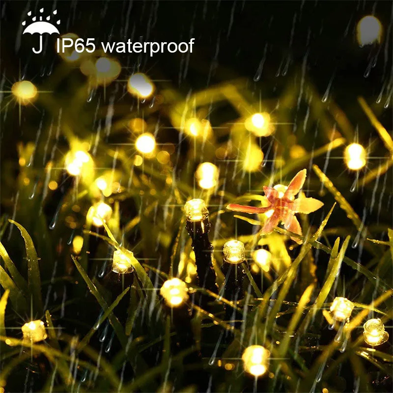 Imagem -04 - Piscando Atmosfera Estrelada Luzes Led Corda Solar Luzes Coloridas Impermeável ao ar Livre Pátio Jardim Decoração de Natal