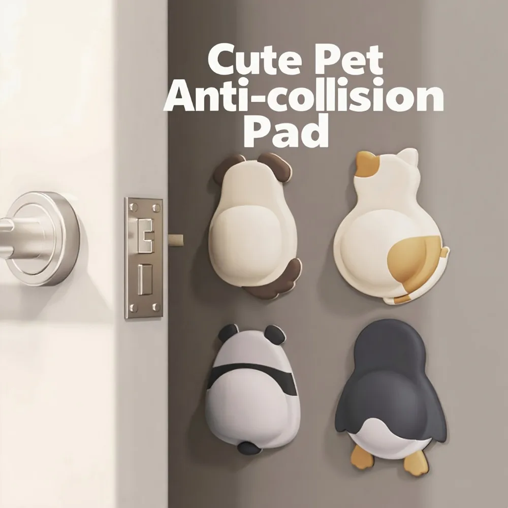 Cute Pet Shaped Door Stopper Silicone Anti-Collision Pad Wall Protector for Refrigerator Cabinet Door Bumper Anti-collision 1pc