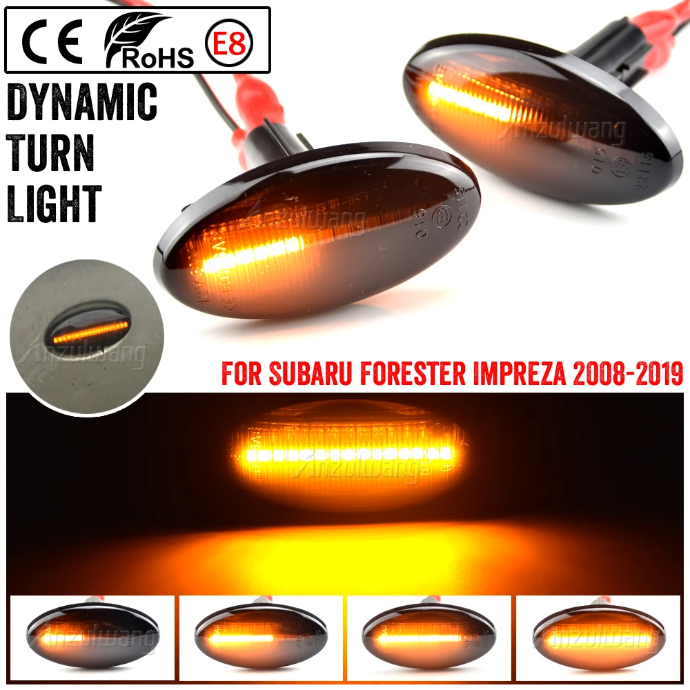 2X LED Dynamic Side Marker Lamp Turn Signal Light Side Repeater For Subaru Impreza Wrx Sti Subaru Forester 2008-2019