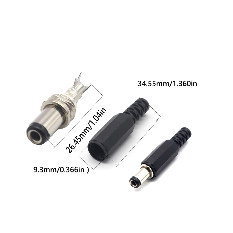 【10-5PCS】DC female male Power supply Plug Connectors 5.5x2.1 5.5x2.5 3.5*1.35 6.3*3.0mm Female male Jack Socket Adapter Wire