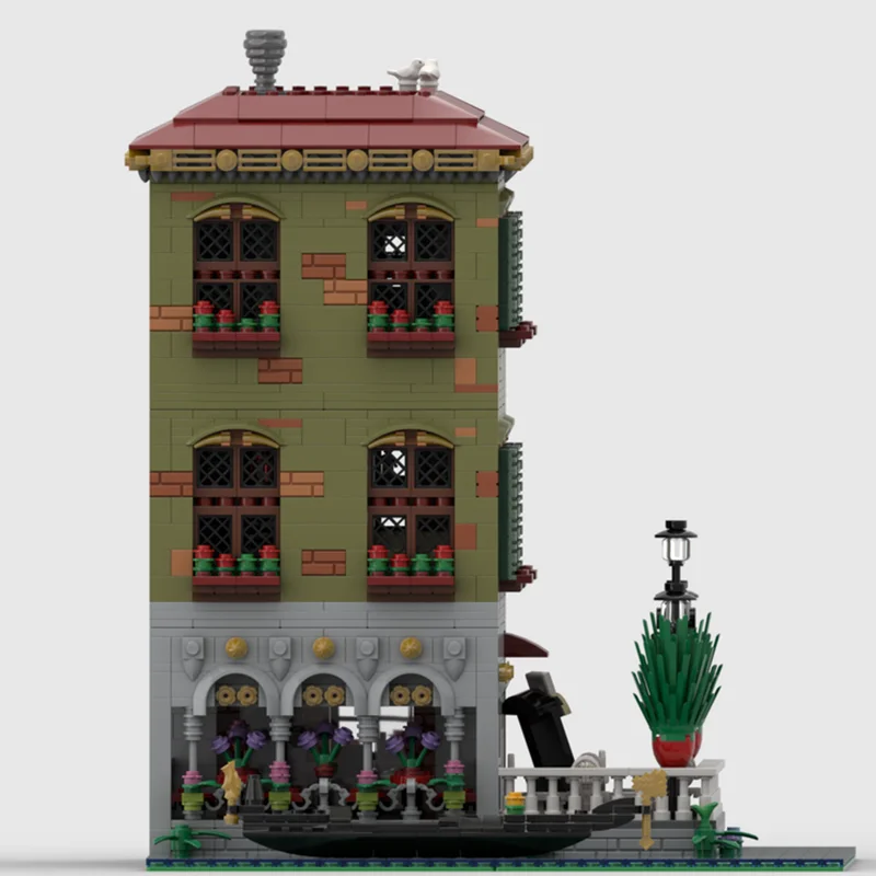 10097 Stück MOC Canal Grande Venice DIY Bausteine Venedig Waterfront Abnehmbare Brücke & Café Terrassen, Herausforderungsarchitektur
