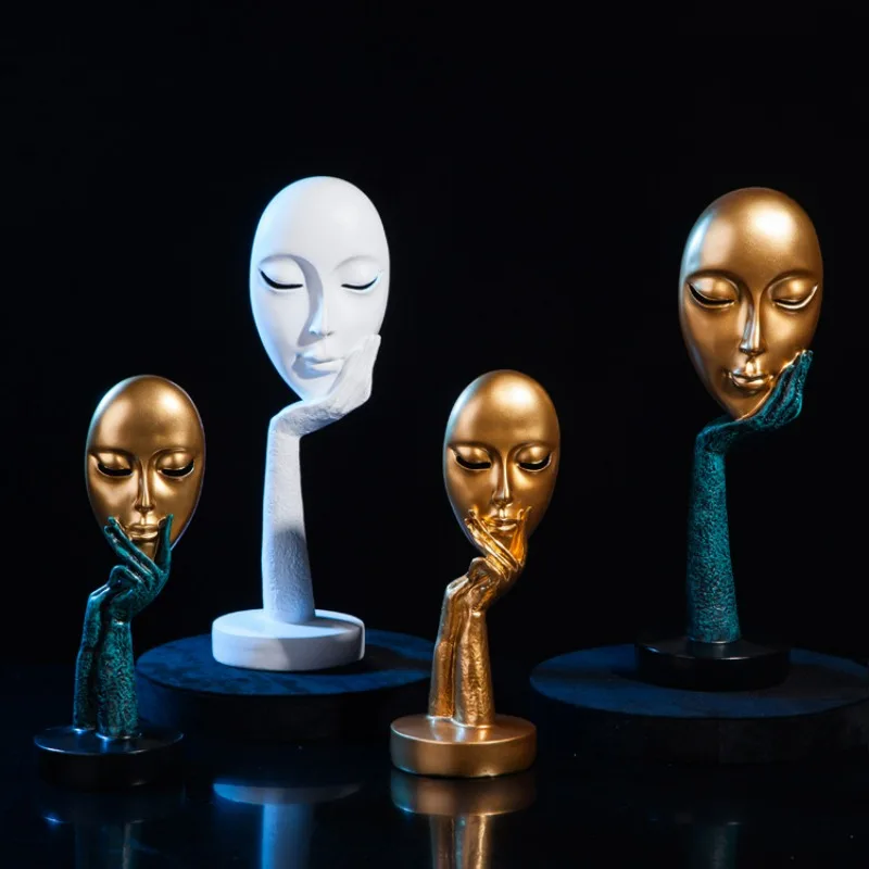 

Resin Abstract Statue Desktop Ornaments Sculpture Figurines Face Character Nordic Light Luxury Art Crafts Office Home Decor