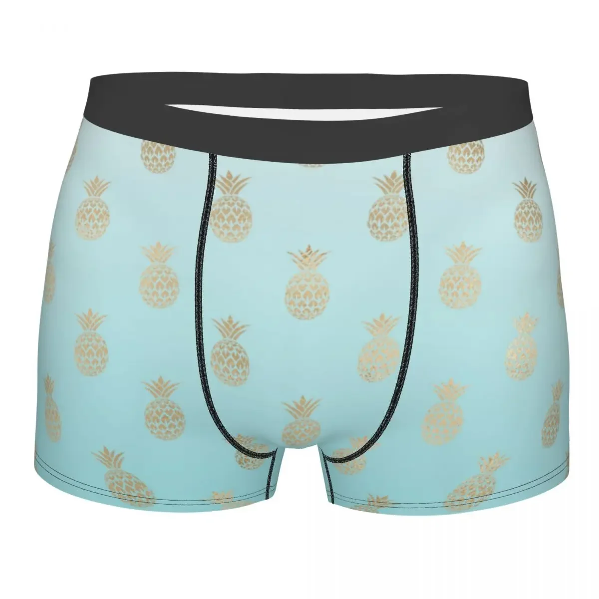 Men Gold Pineapples Boxer Briefs Shorts Panties Breathable Underwear Male Fashion Plus Size Underpants