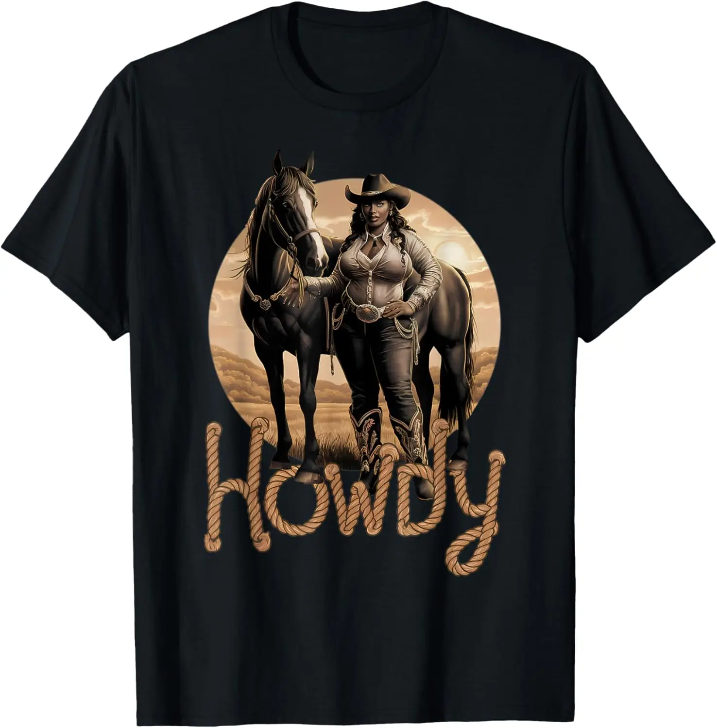 Howdy Western Black Cowgirl African American Woman T-Shirt