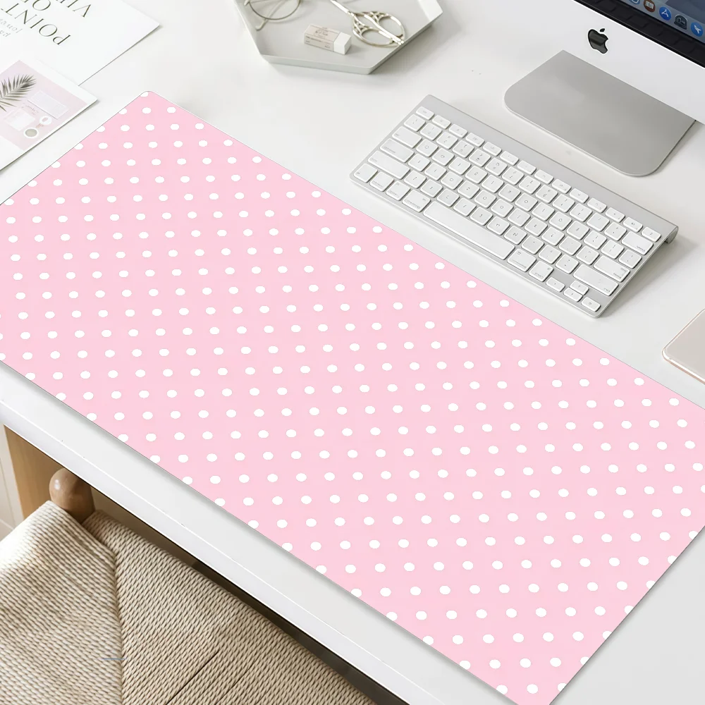 Mouse Pink Pad MousePad Non-slip Lockedge Dot Office Art Student Gaming Thickened Large Writing Pad P-Polka Cushion