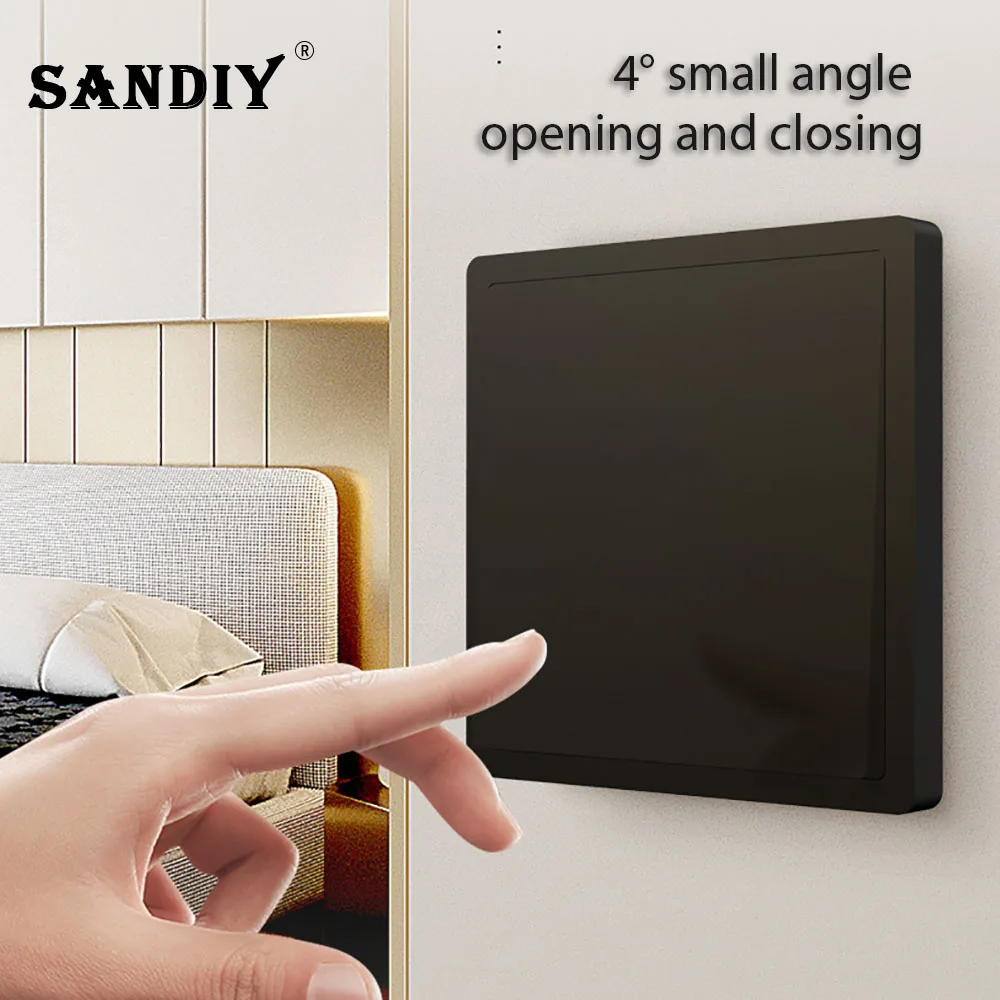 SANDIY Eu Us Standard On/Off Power Lamp Switch 1/2/3/4 Gang 1/2 Way 15a 220v Fluorescent Gray 86*86 Light Control Panels