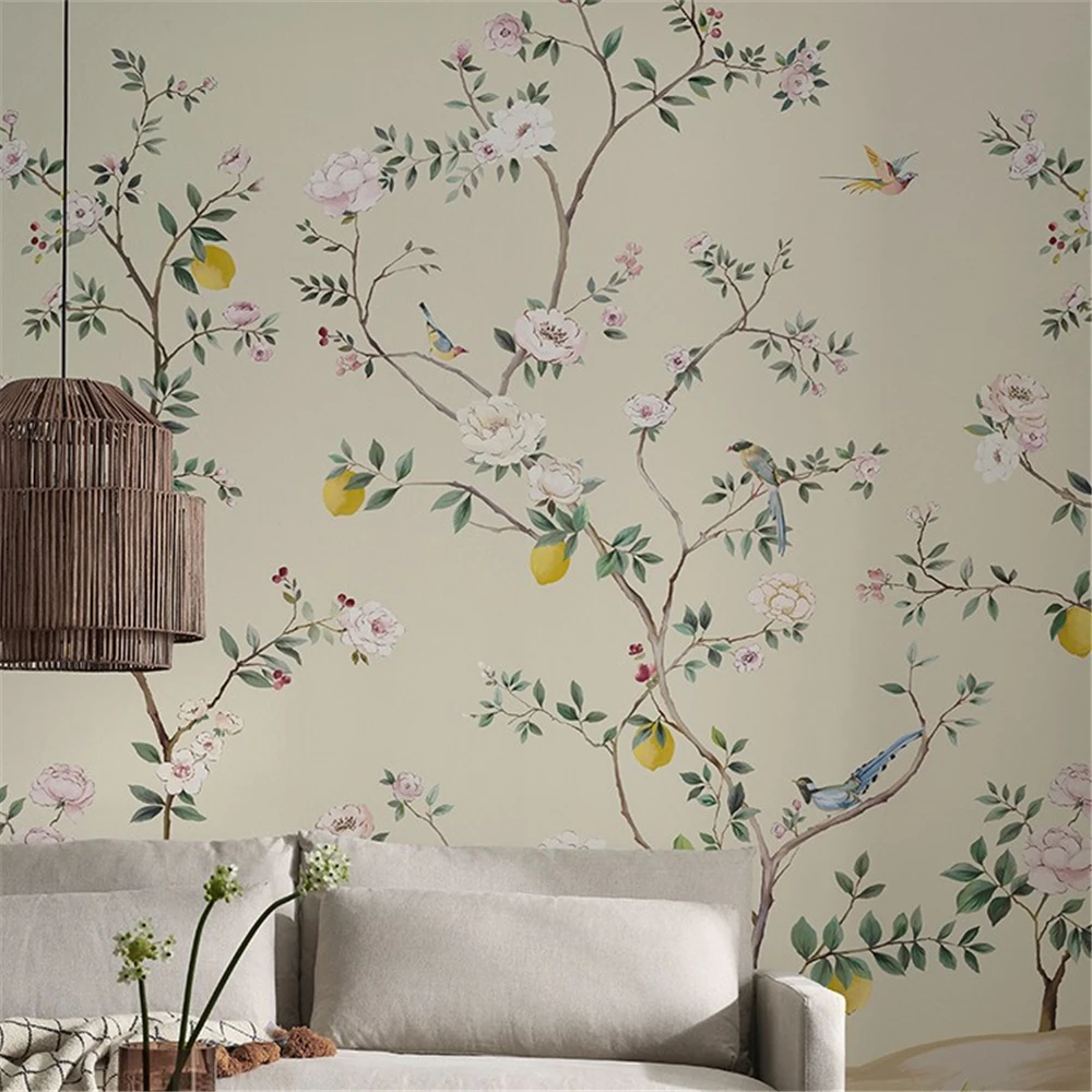 Custom American flowers birds murals TV background wallpapers for living room bedroom sofa wall paper 3D restaurant wallpaper