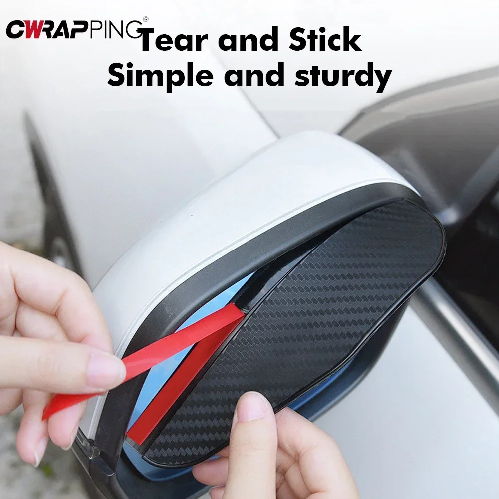 2PCS Carbon Fiber Rearview Mirror Rain Guards - Anti-Glare Sun Visor Cover for Clear Vision for Universal Car Mirror Accessories image 3