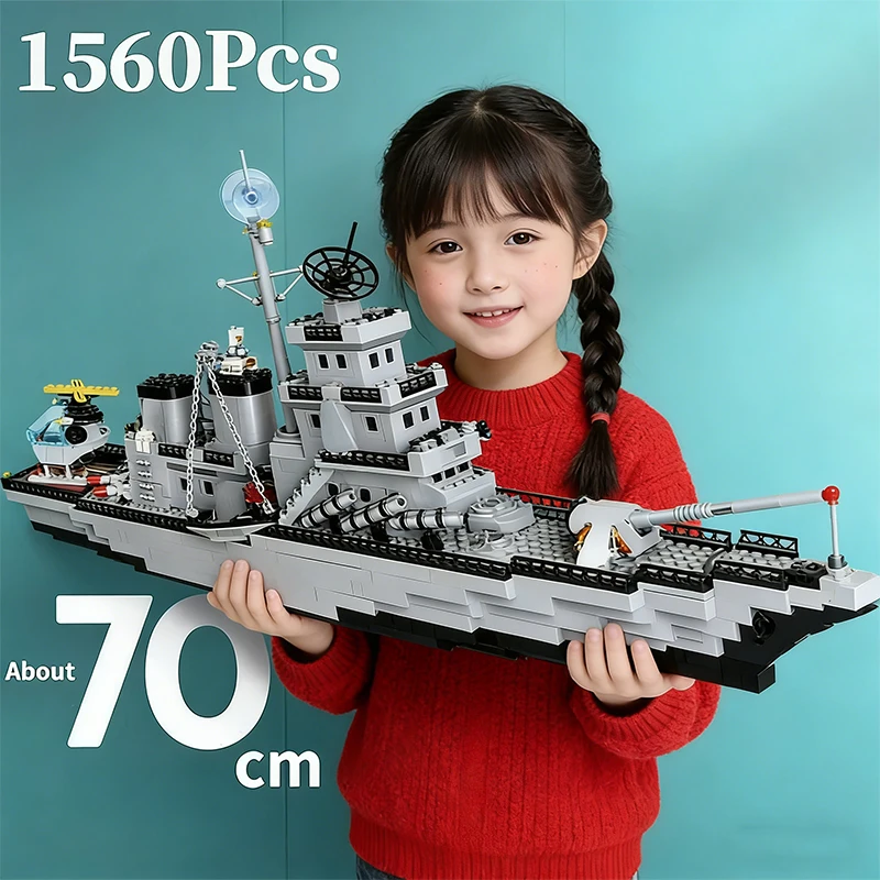 Huge Size Navy Warship Army Ship Model 6 in 1 Multi Shape Combination Building Blocks Boys DIY Assembly Toy Set Holiday Gift