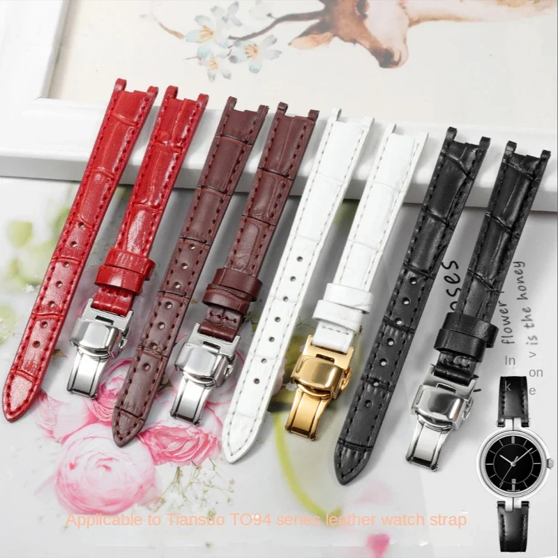 Genuine Leather Watch Strap for 1853 Tissot T094 Flamenco Series T094210 Soft and Comfortable Notch Women's Watch Band 12mm