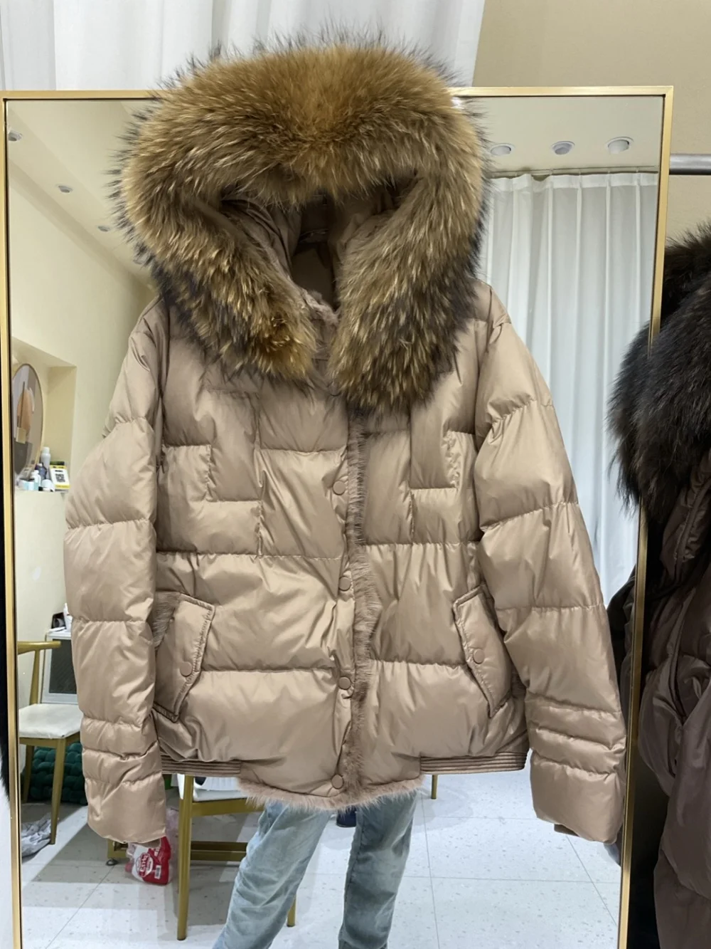 2024 Winter White Duck Down Jacket Hooded New European Fashion Real Fox Fur Coat for Women Autumn Natural Mink Fur Outwear