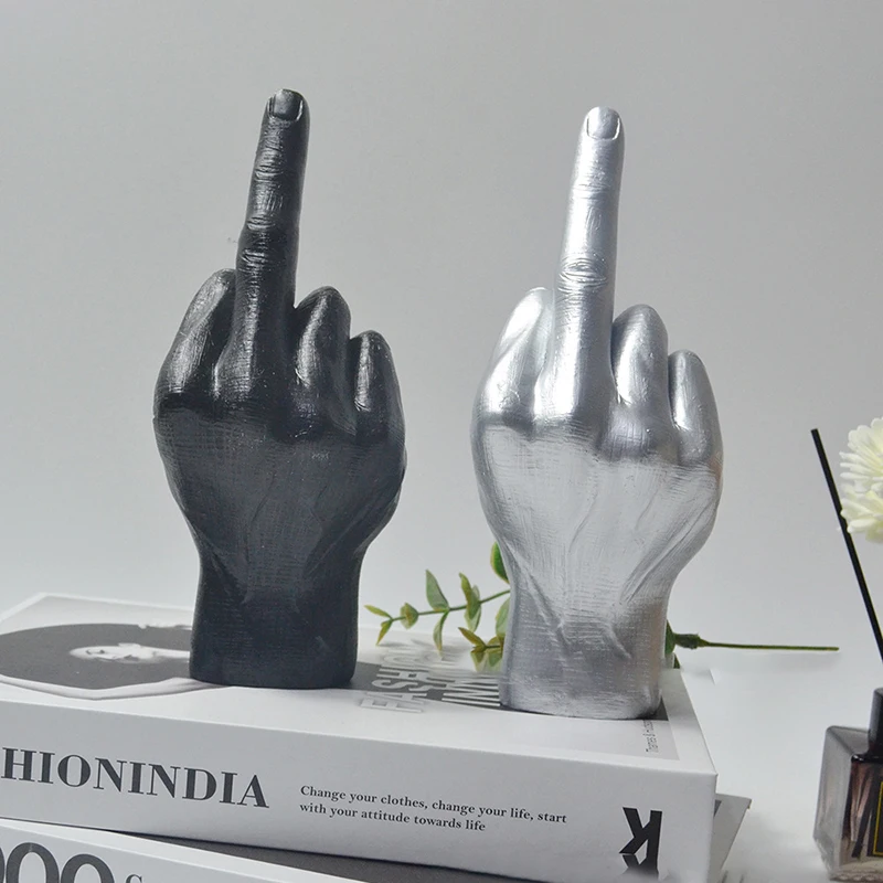 Modern Nordic Style Creative Middle Finger Statue Resin Craft Sculpture Flower Potted Plant Home Garden Decoration